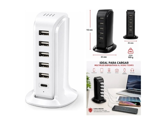 &ua CARGADOR CELULAR ZAPATILLA 6 USB + 1 TC  (7441)